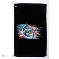 Fishing Marlin Swordfish Fish 4th Of July American Flag Usa Golf Towel thumb 0