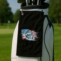 Fishing Marlin Swordfish Fish 4th Of July American Flag Usa Golf Towel thumb 2