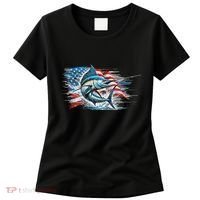 Fishing Marlin Swordfish Fish 4th Of July American Flag Usa Women's T-Shirt thumb 0