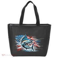 Fishing Marlin Swordfish Fish 4th Of July American Flag Usa Tote Bag thumb 0