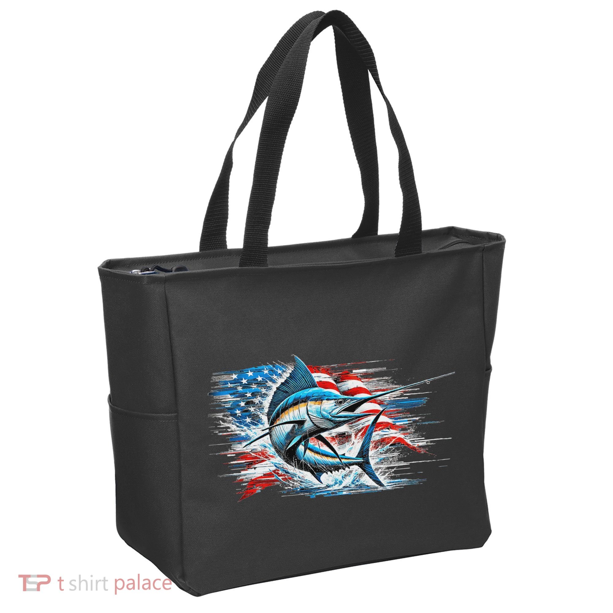 Fishing Marlin Swordfish Fish 4th Of July American Flag Usa Tote Bag