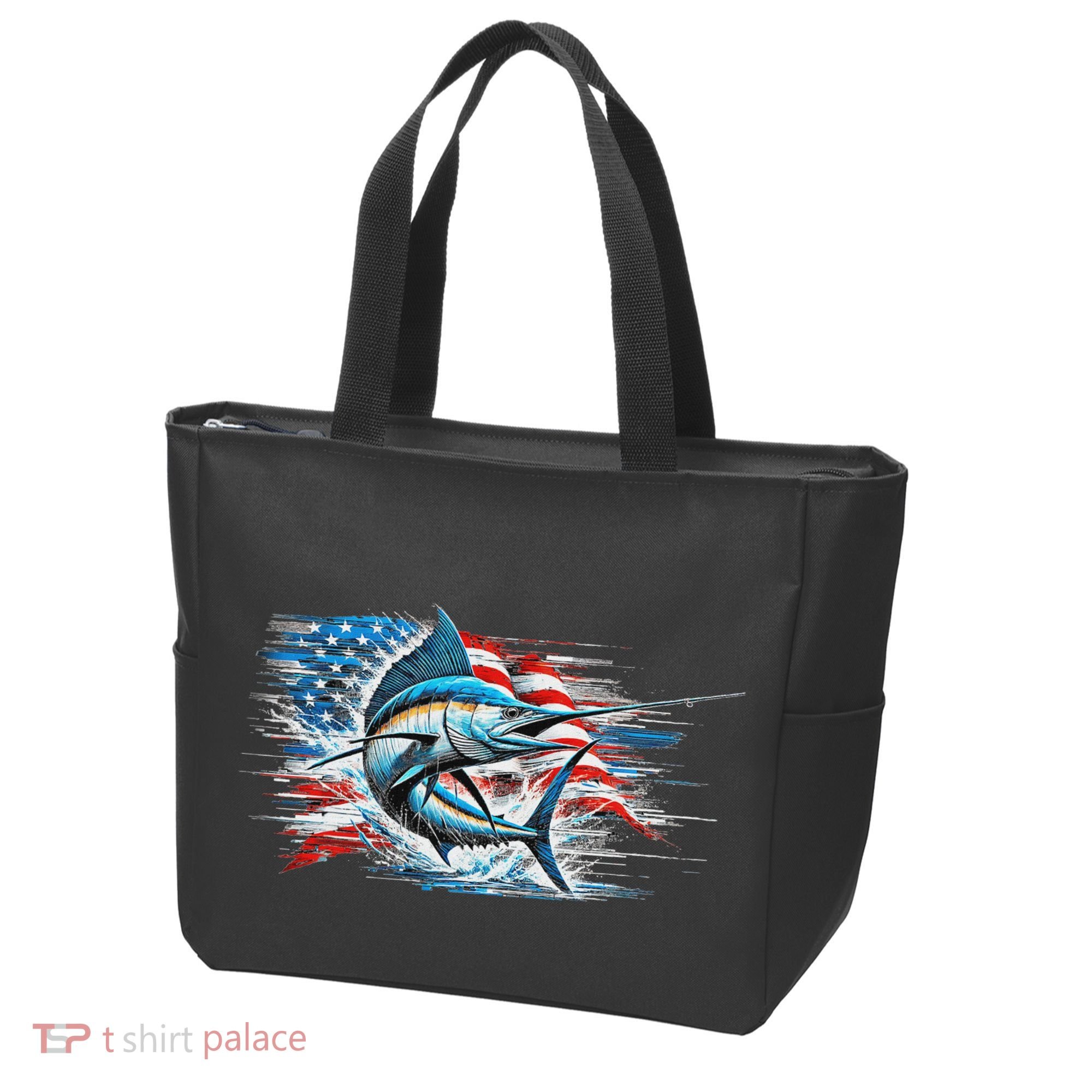 Fishing Marlin Swordfish Fish 4th Of July American Flag Usa Tote Bag