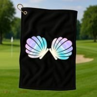 Funny Mermaid Shell Costume Gift Golf Towel thumb 1