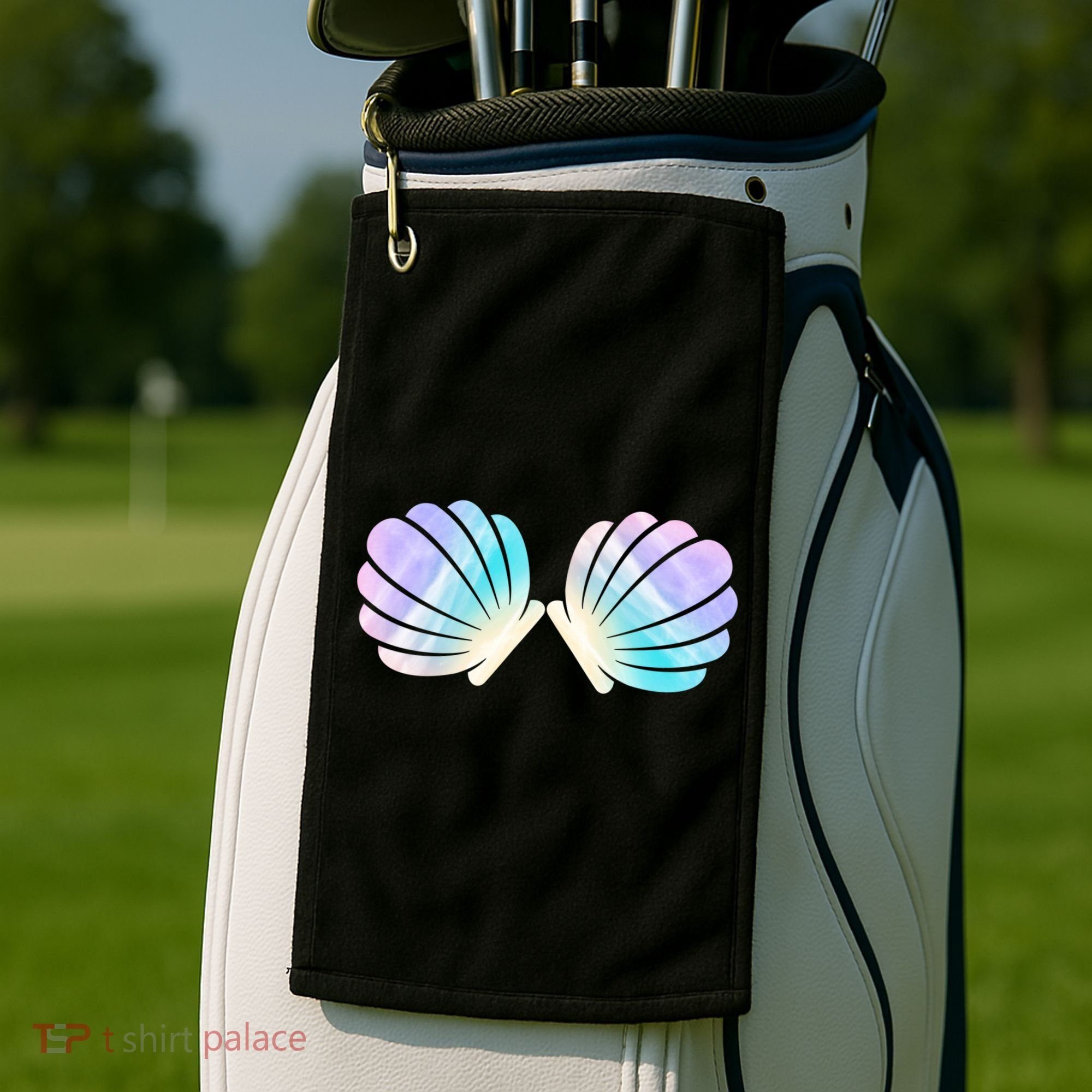 Funny Mermaid Shell Costume Gift Golf Towel