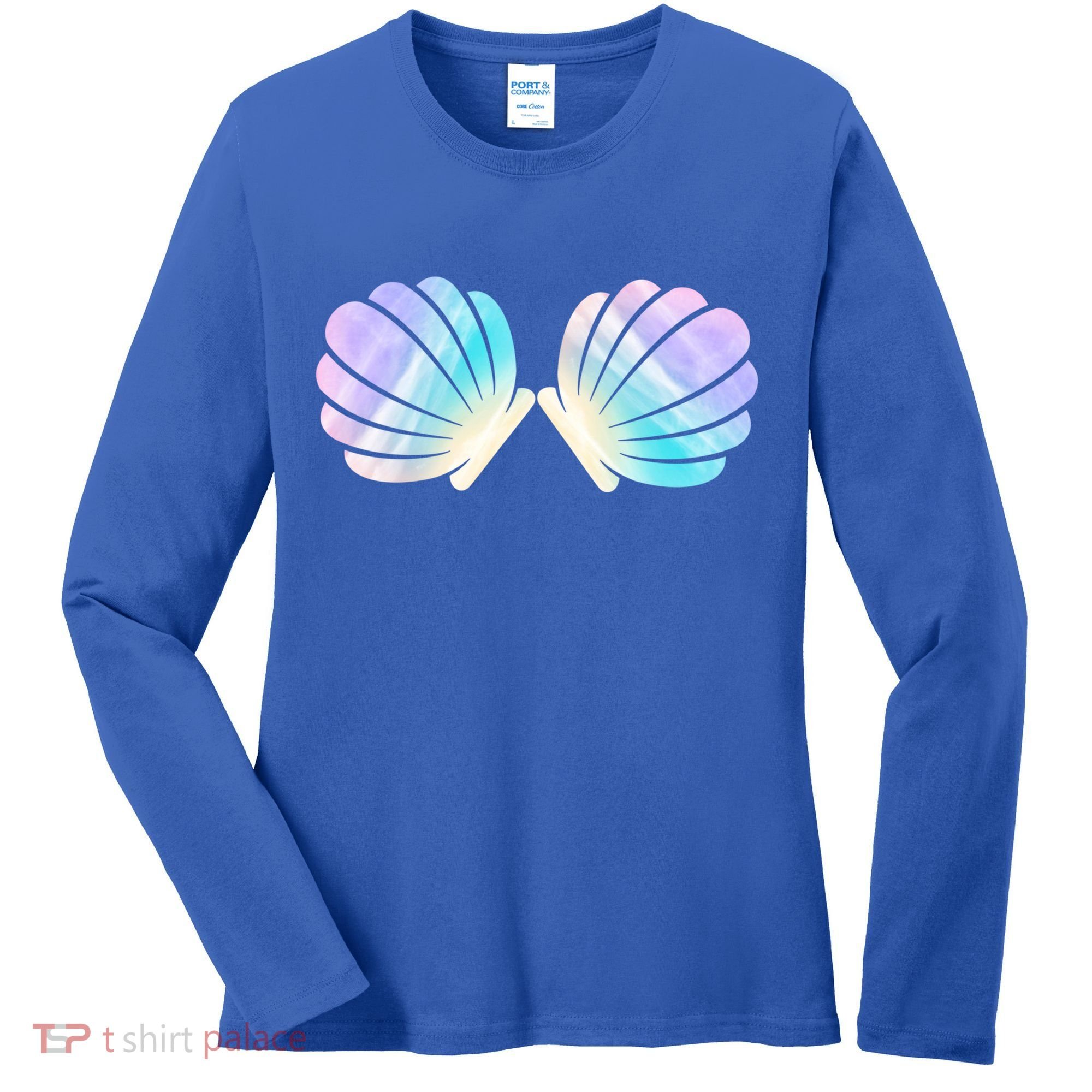 Funny Mermaid Shell Costume Gift Women's Long Sleeve Shirt