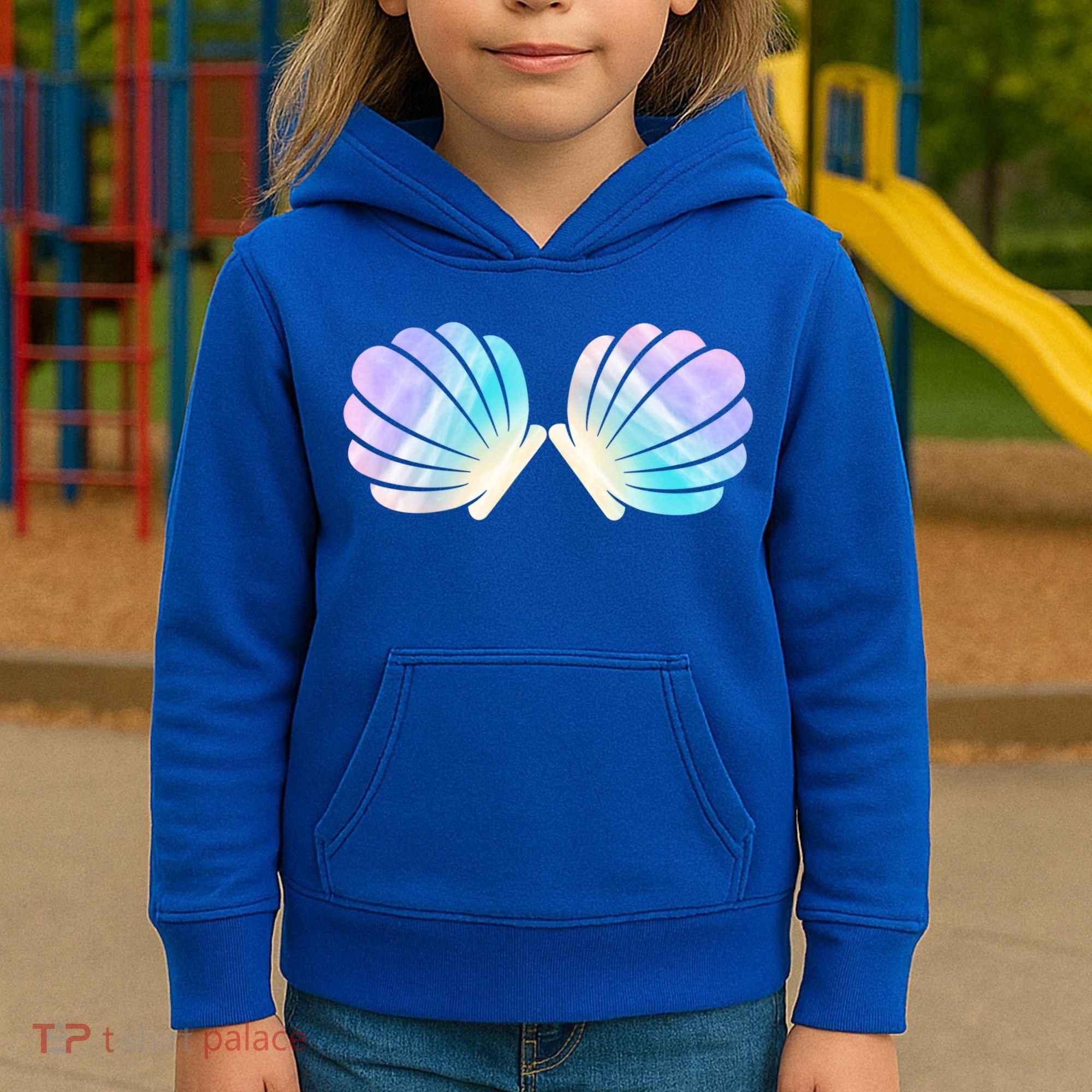 Funny Mermaid Shell Costume Gift Kids Hoodie