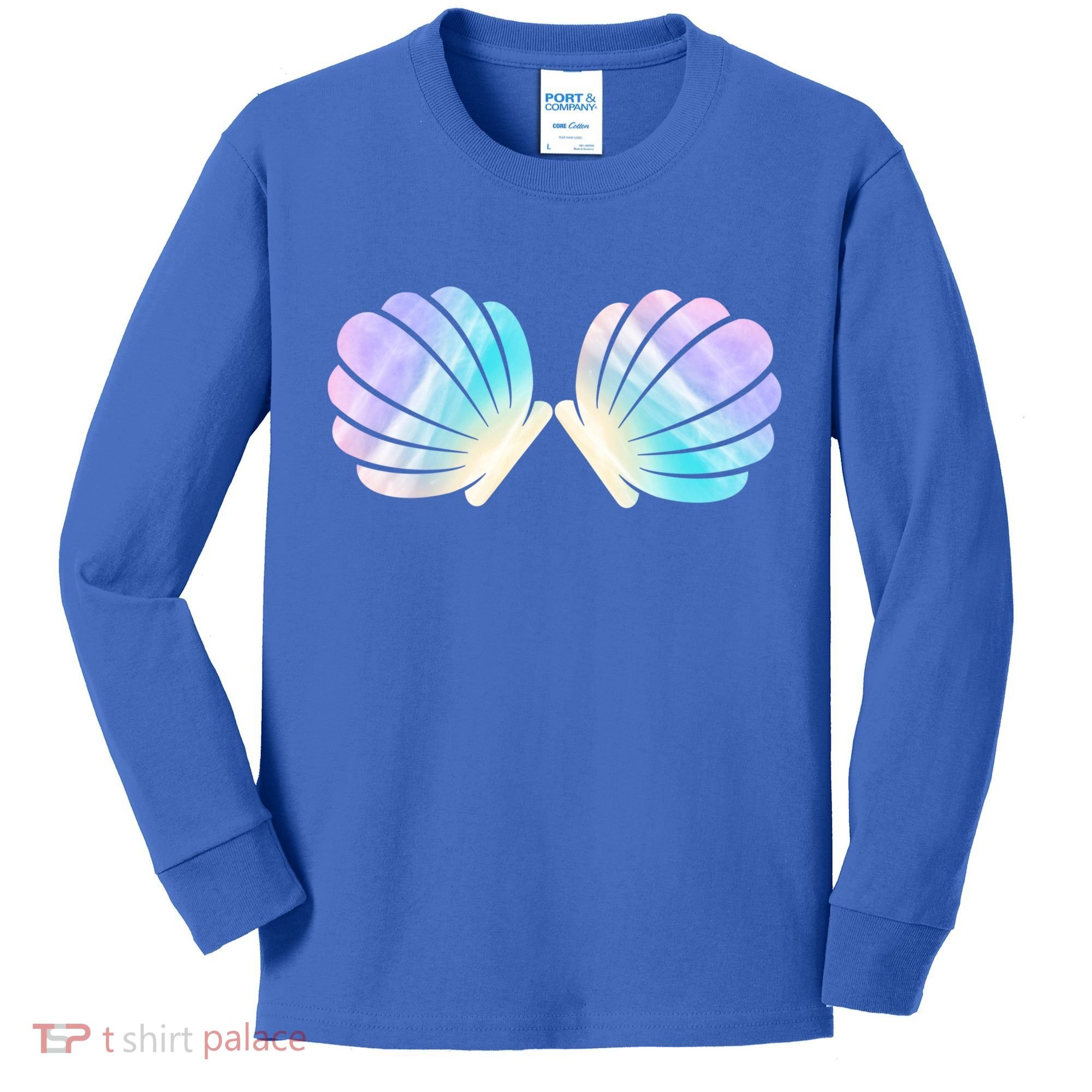 Funny Mermaid Shell Costume Gift Kids Long Sleeve Shirt