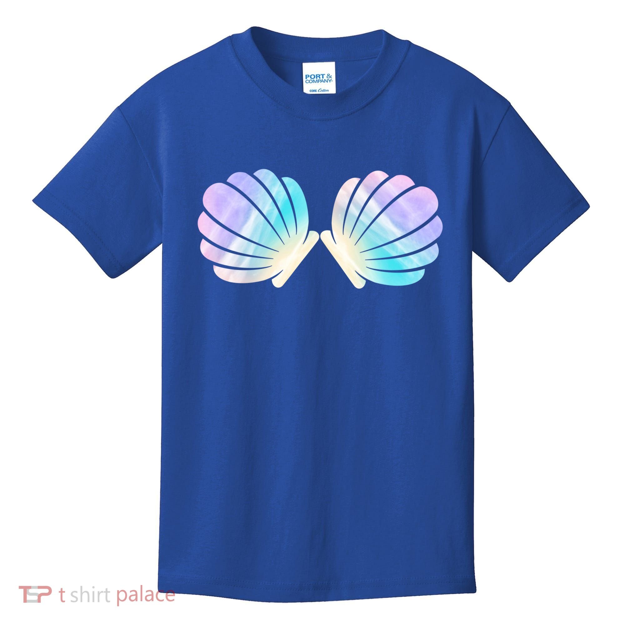 Funny Mermaid Shell Costume Gift Kids T-Shirt