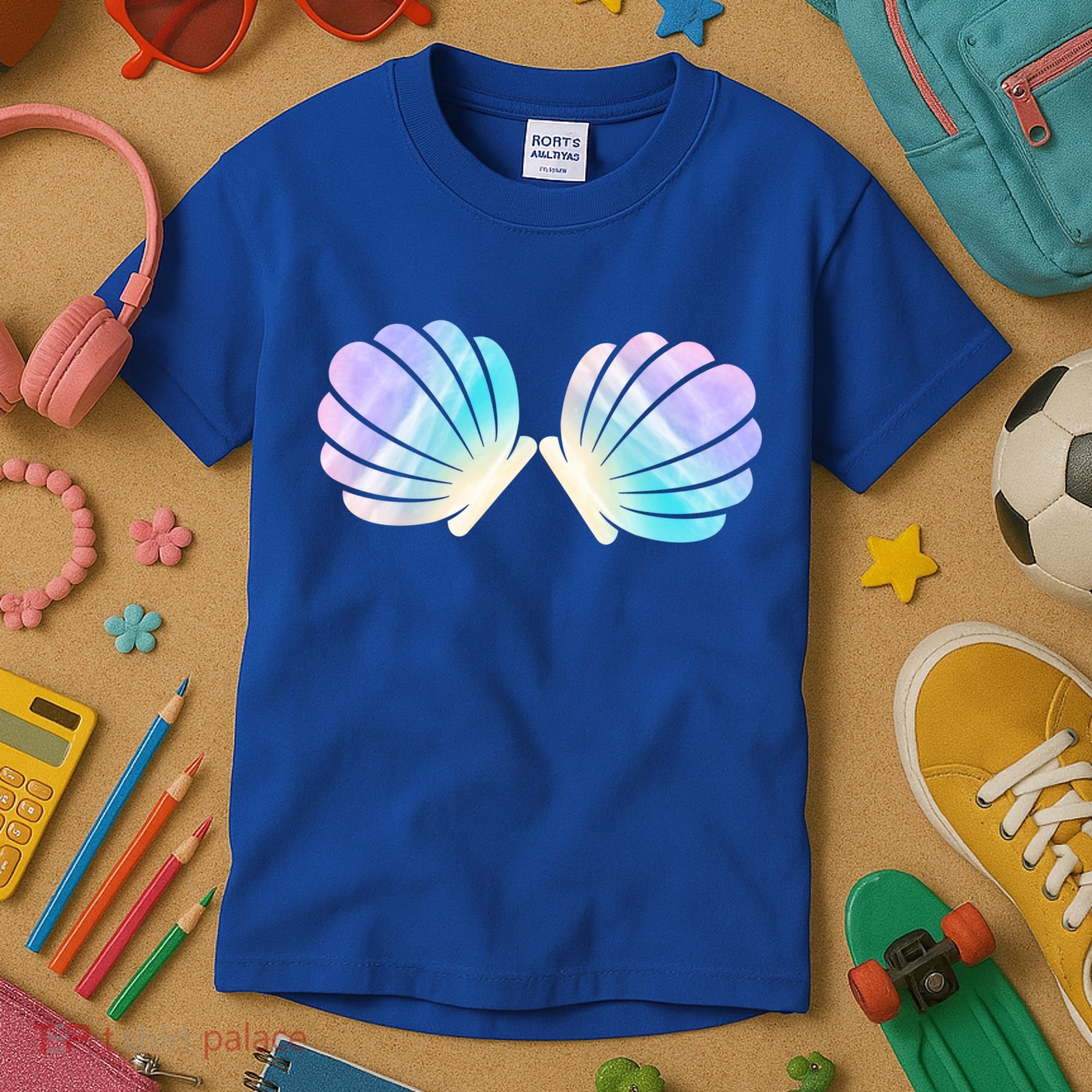 Funny Mermaid Shell Costume Gift Kids T-Shirt