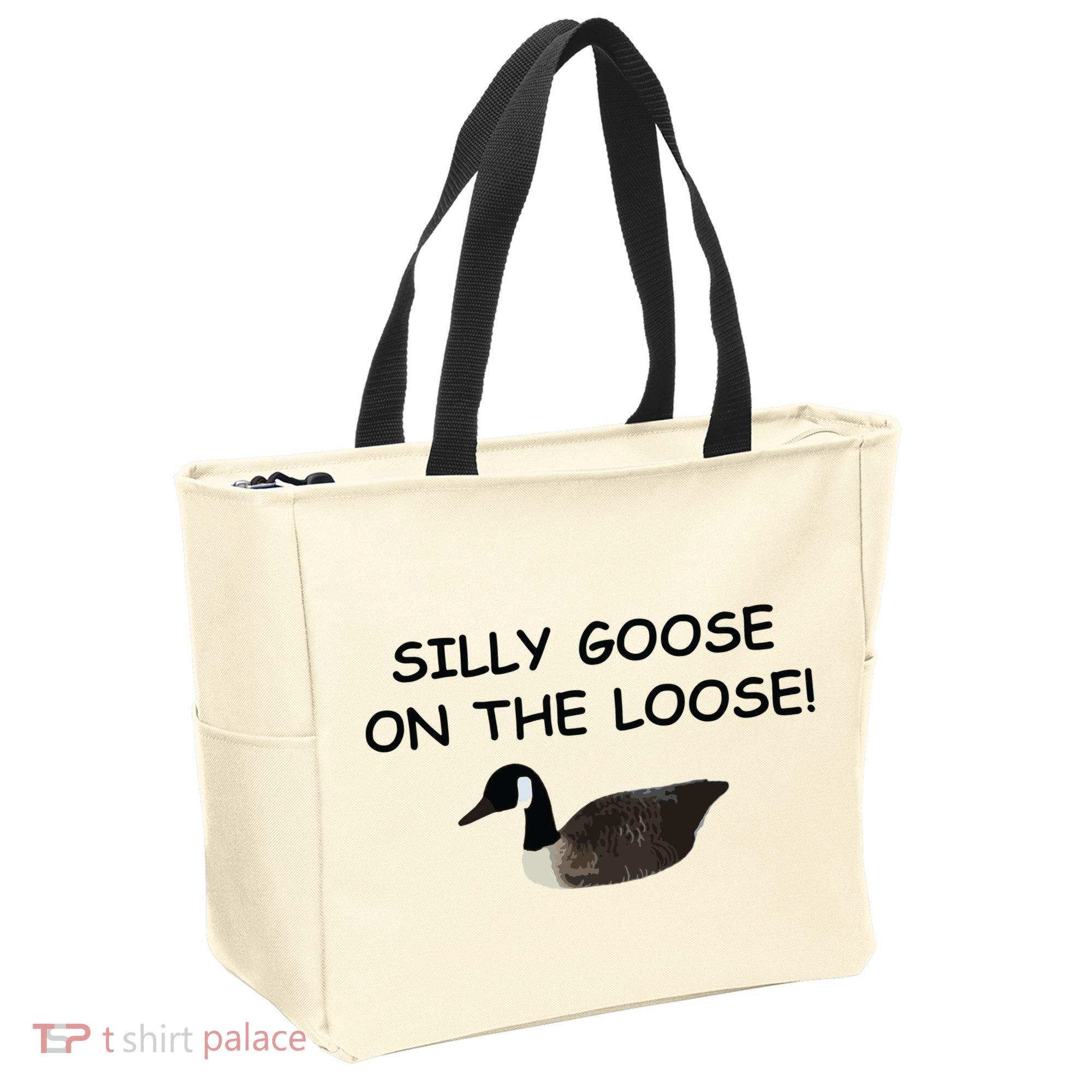 Funny Meme Silly Goose On The Loose Joke Tote Bag