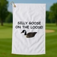 Funny Meme Silly Goose On The Loose Joke Golf Towel thumb 1