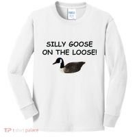 Funny Meme Silly Goose On The Loose Joke Kids Long Sleeve Shirt thumb 0