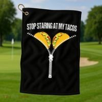 Funny Mexican Stop Staring At My Tacos Fiesta Cinco De Mayo Golf Towel thumb 1