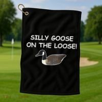 Funny Meme Silly Goose On The Loose Joke Golf Towel thumb 1