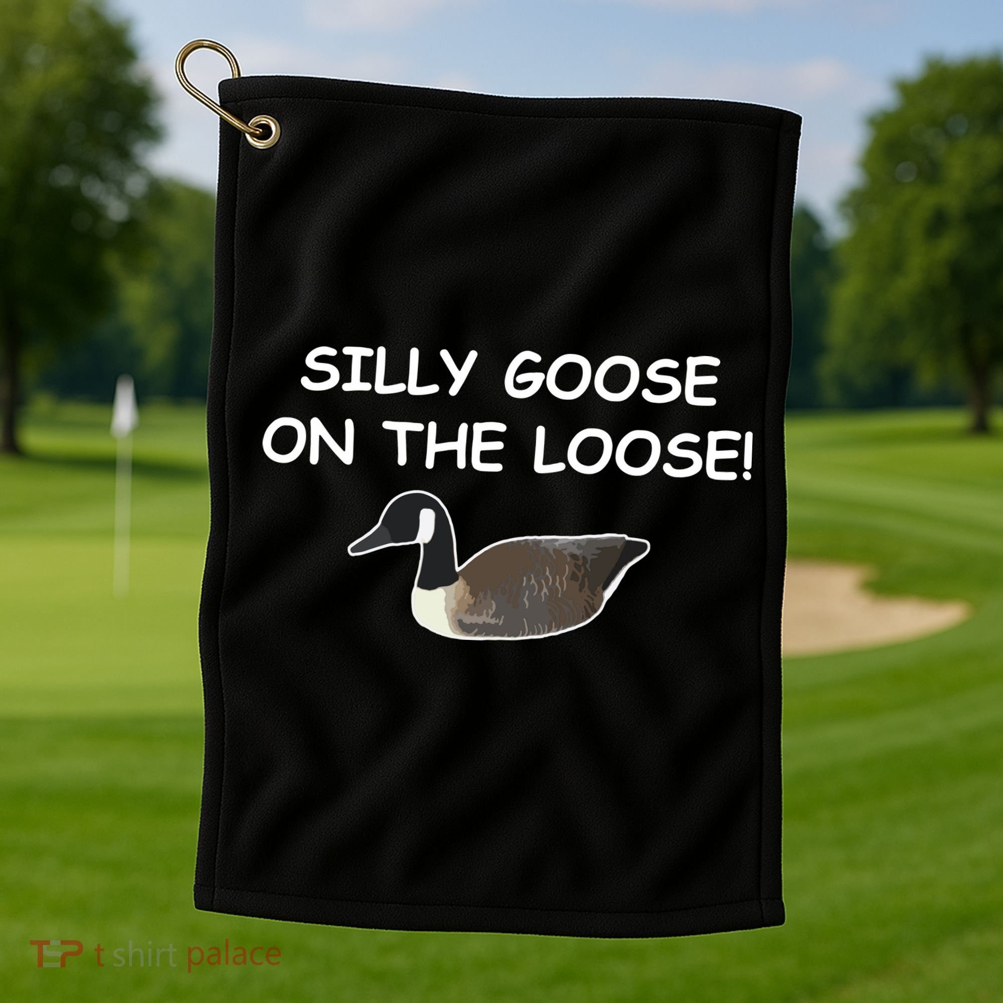 Funny Meme Silly Goose On The Loose Joke Golf Towel