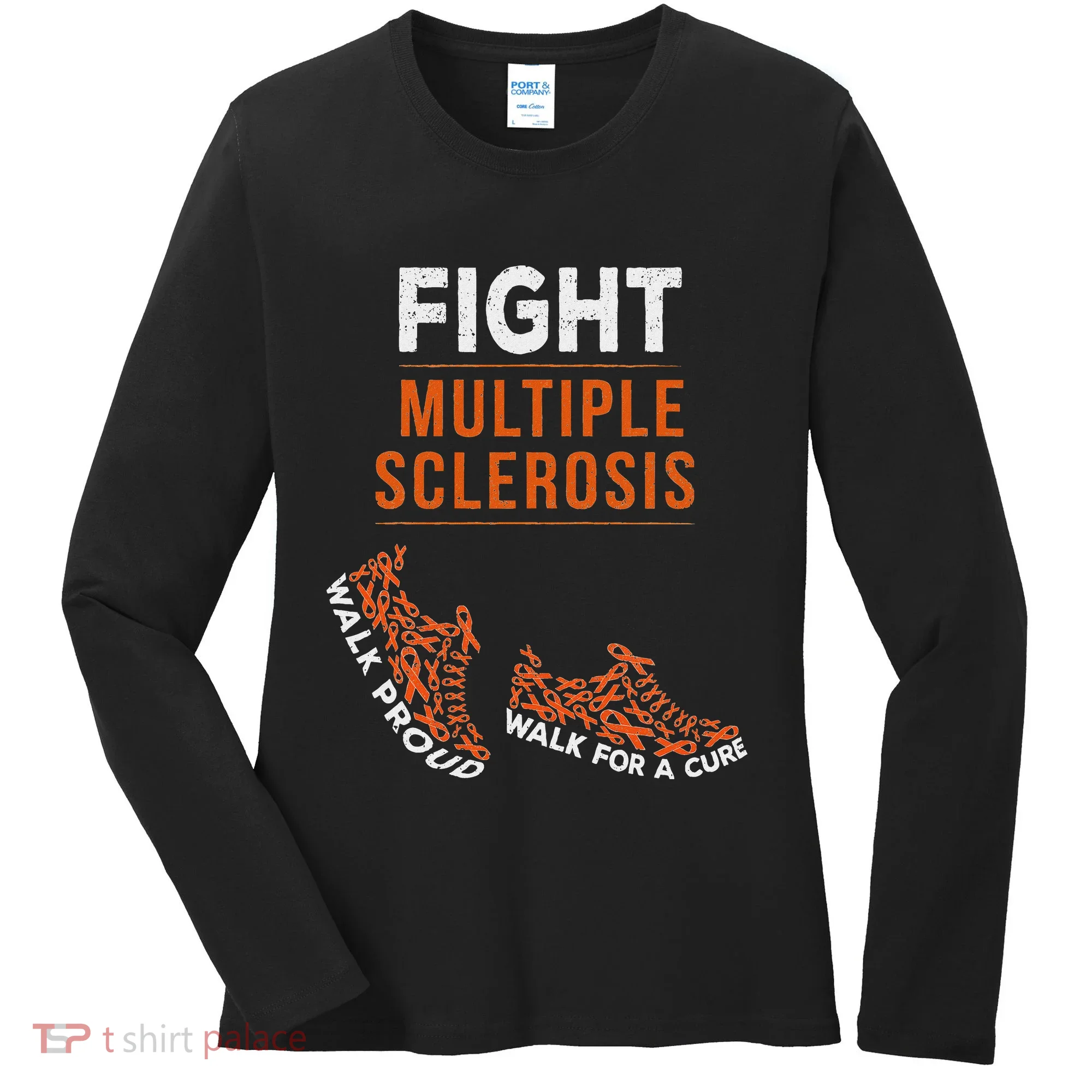 Fight Multiple Sclerosis Ms Awareness Warrior Ribbon Women's Long Sleeve Shirt