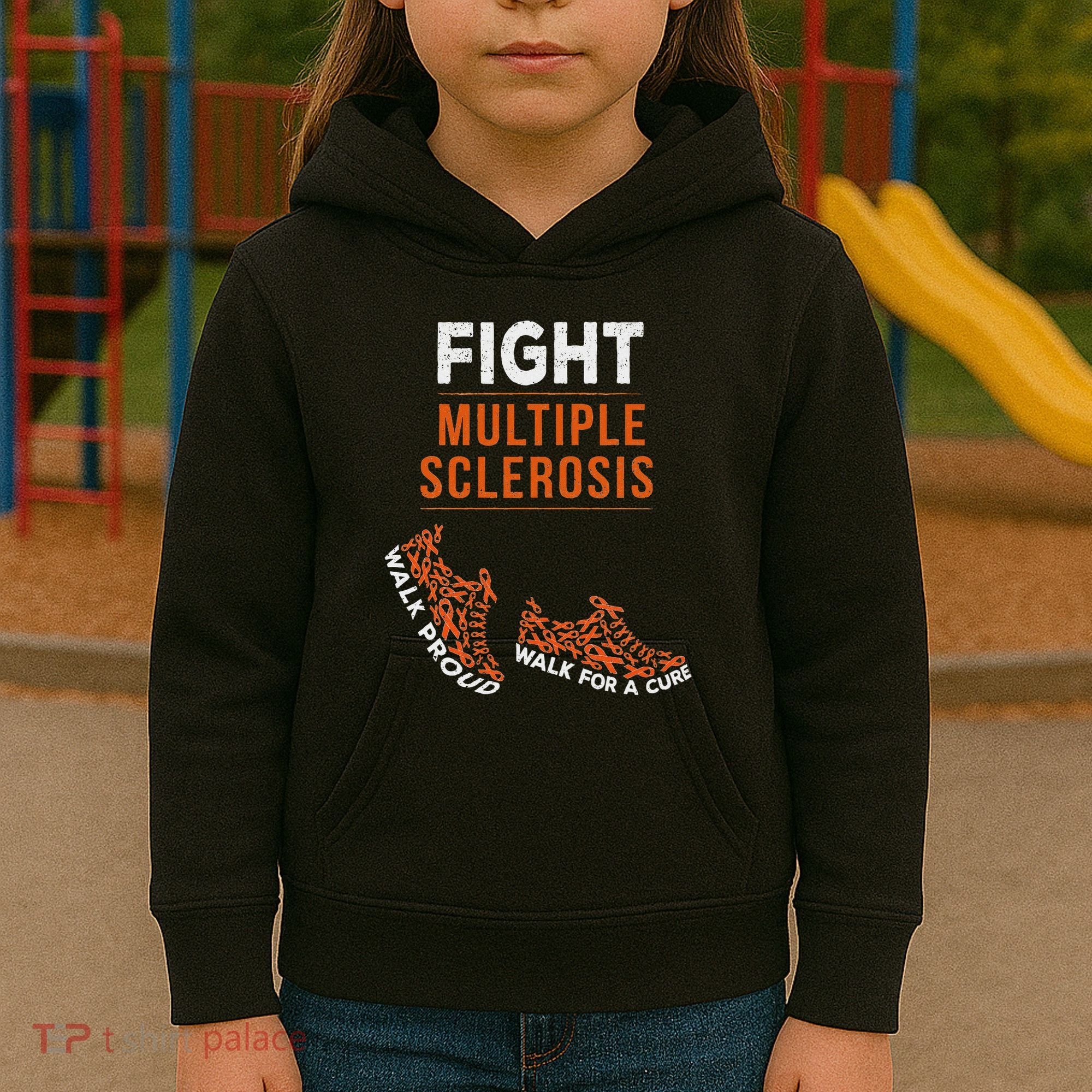 Fight Multiple Sclerosis Ms Awareness Warrior Ribbon Kids Hoodie