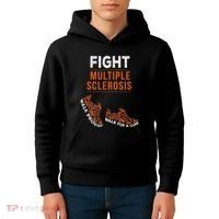 Fight Multiple Sclerosis Ms Awareness Warrior Ribbon Kids Hoodie thumb 4