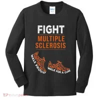 Fight Multiple Sclerosis Ms Awareness Warrior Ribbon Kids Long Sleeve Shirt thumb 0