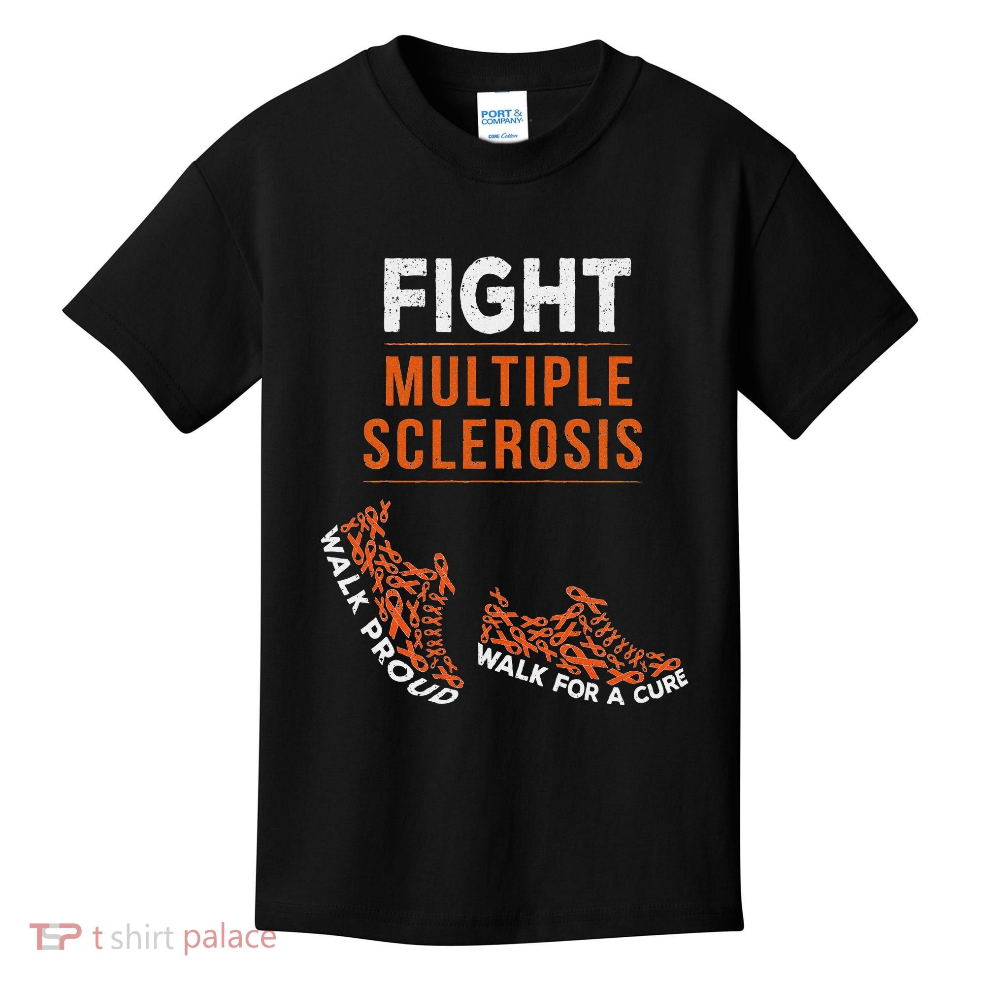 Fight Multiple Sclerosis Ms Awareness Warrior Ribbon Kids T-Shirt