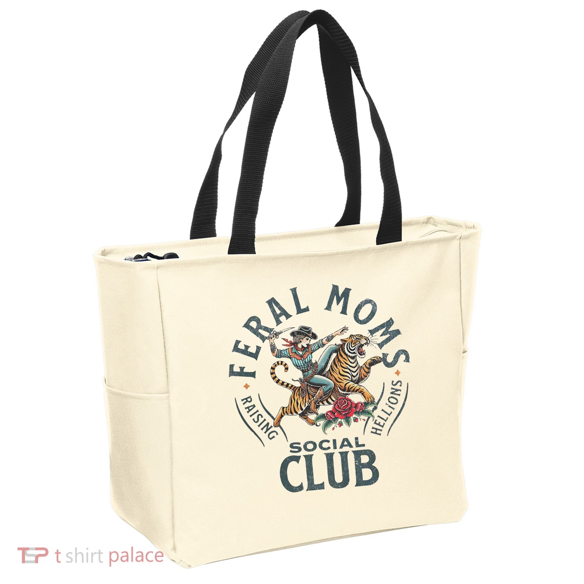 Feral Moms Social Club Trendy Mom Apparel Tote Bag