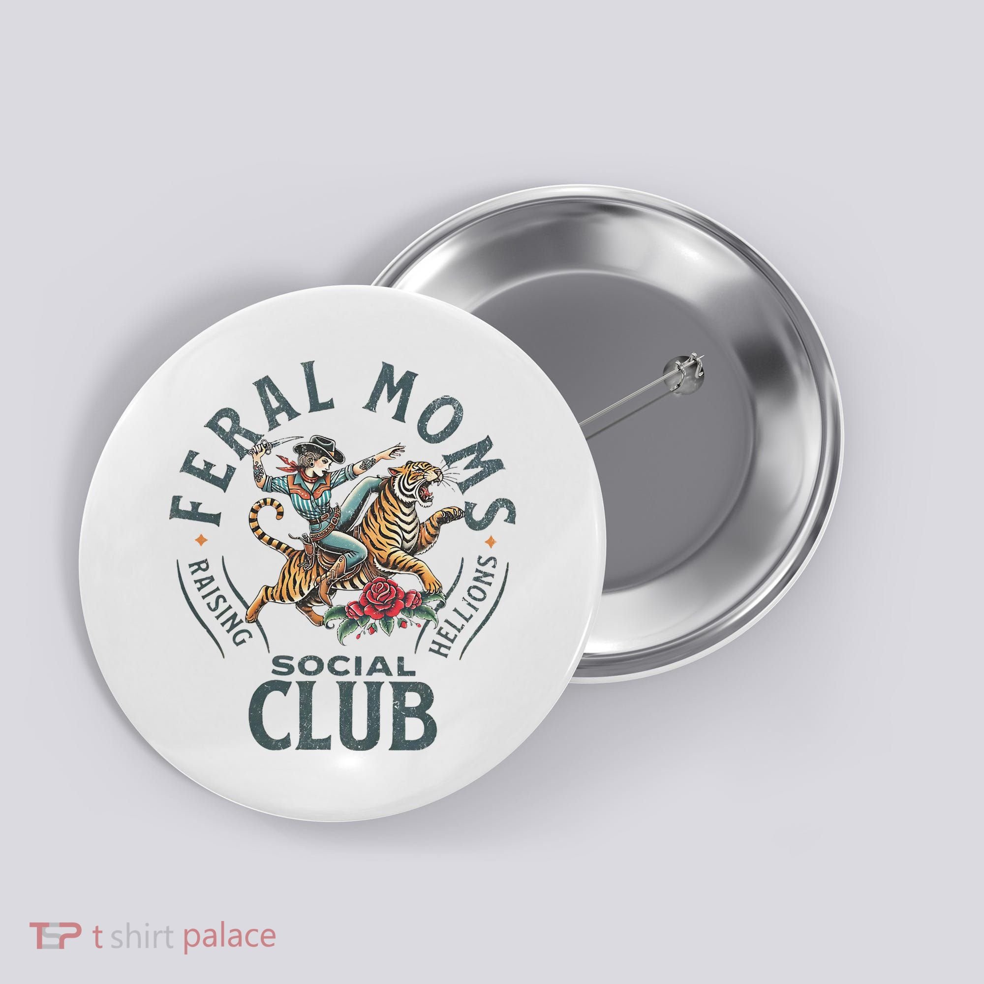Feral Moms Social Club Trendy Mom Apparel Button