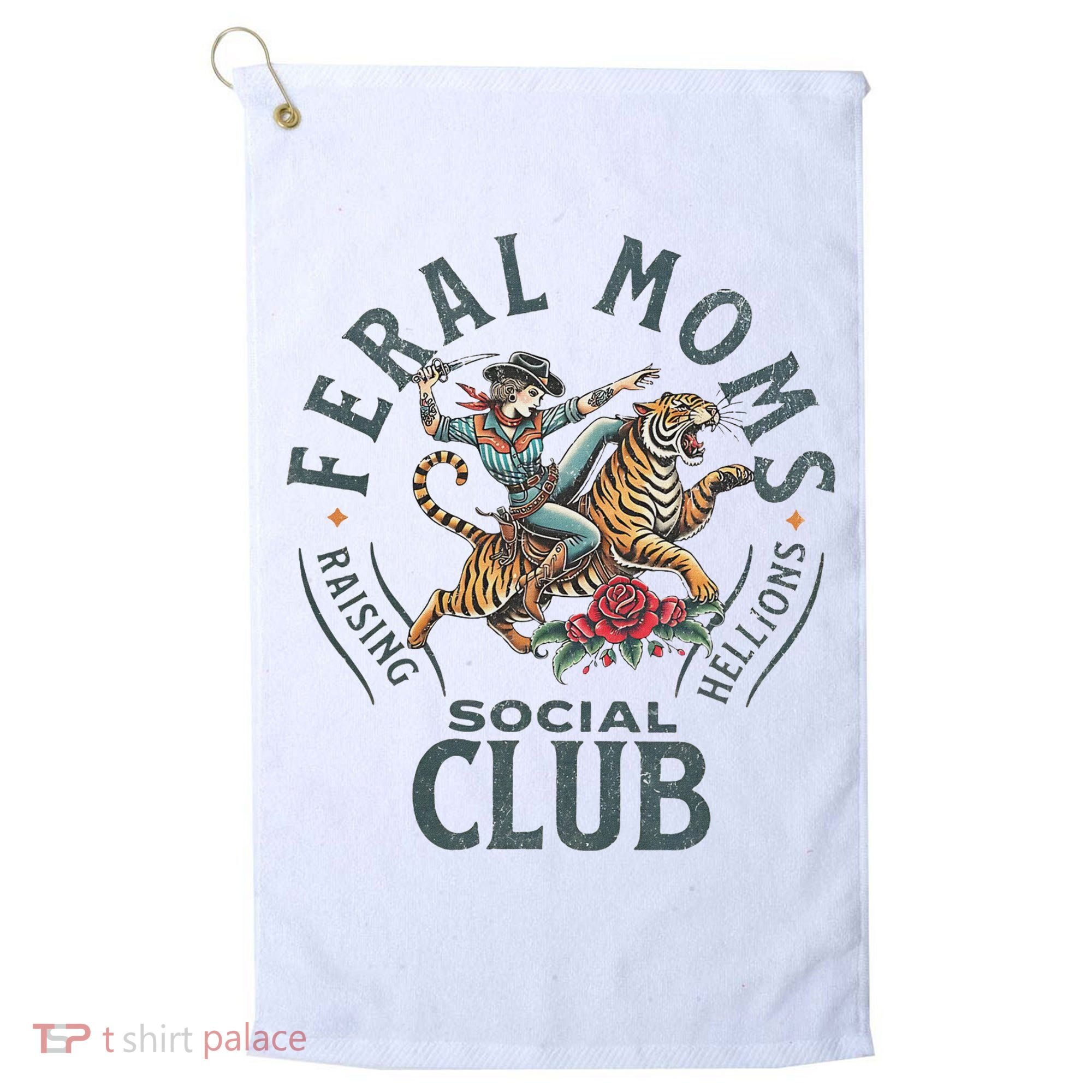 Feral Moms Social Club Trendy Mom Apparel Golf Towel