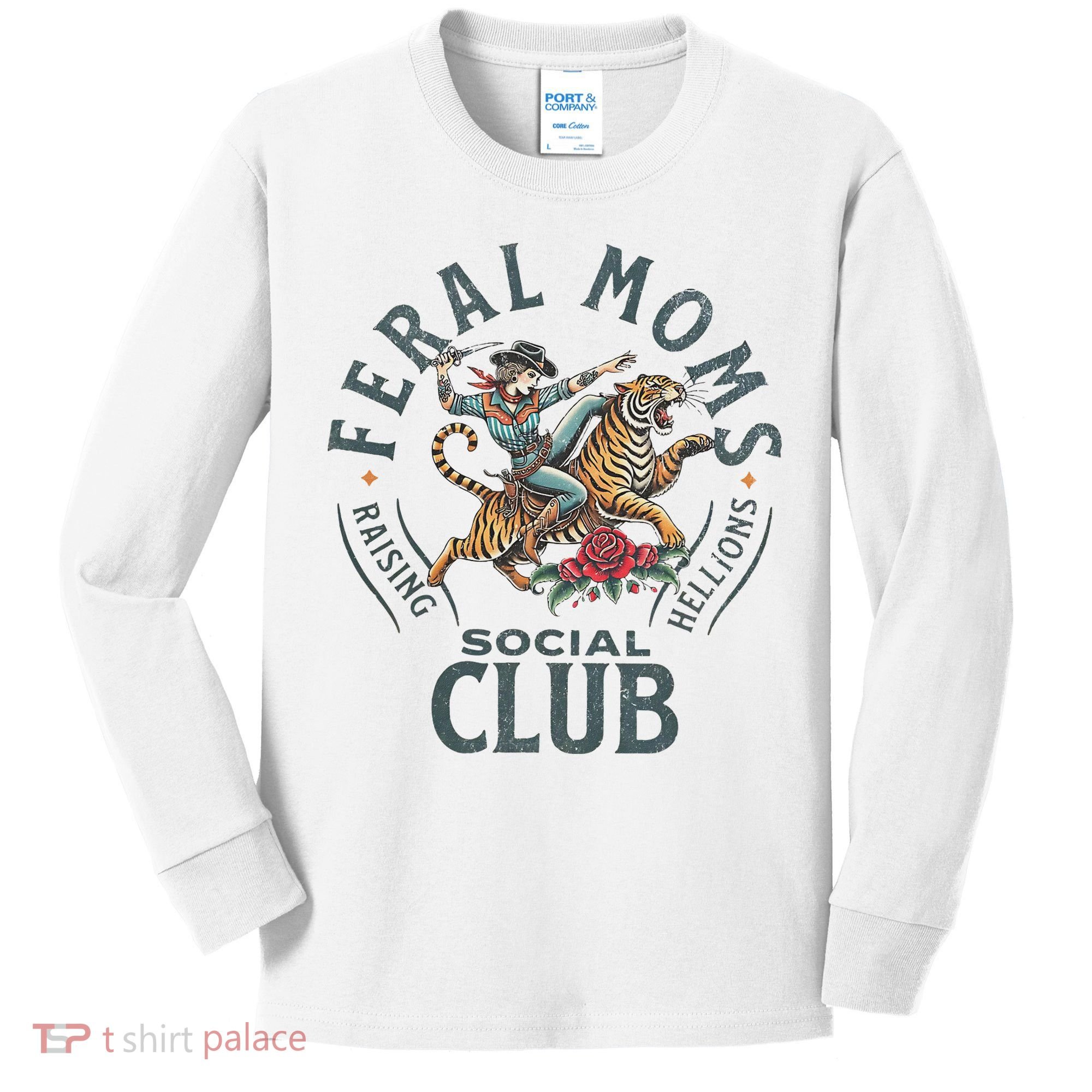 Feral Moms Social Club Trendy Mom Apparel Kids Long Sleeve Shirt