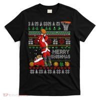 Funny Merry Swishmas Christmas Santa Playing Basketball T-Shirt thumb 0