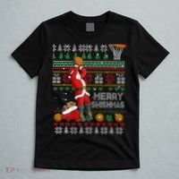 Funny Merry Swishmas Christmas Santa Playing Basketball T-Shirt thumb 5
