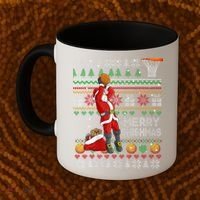 Funny Merry Swishmas Christmas Santa Playing Basketball Coffee Mug thumb 2