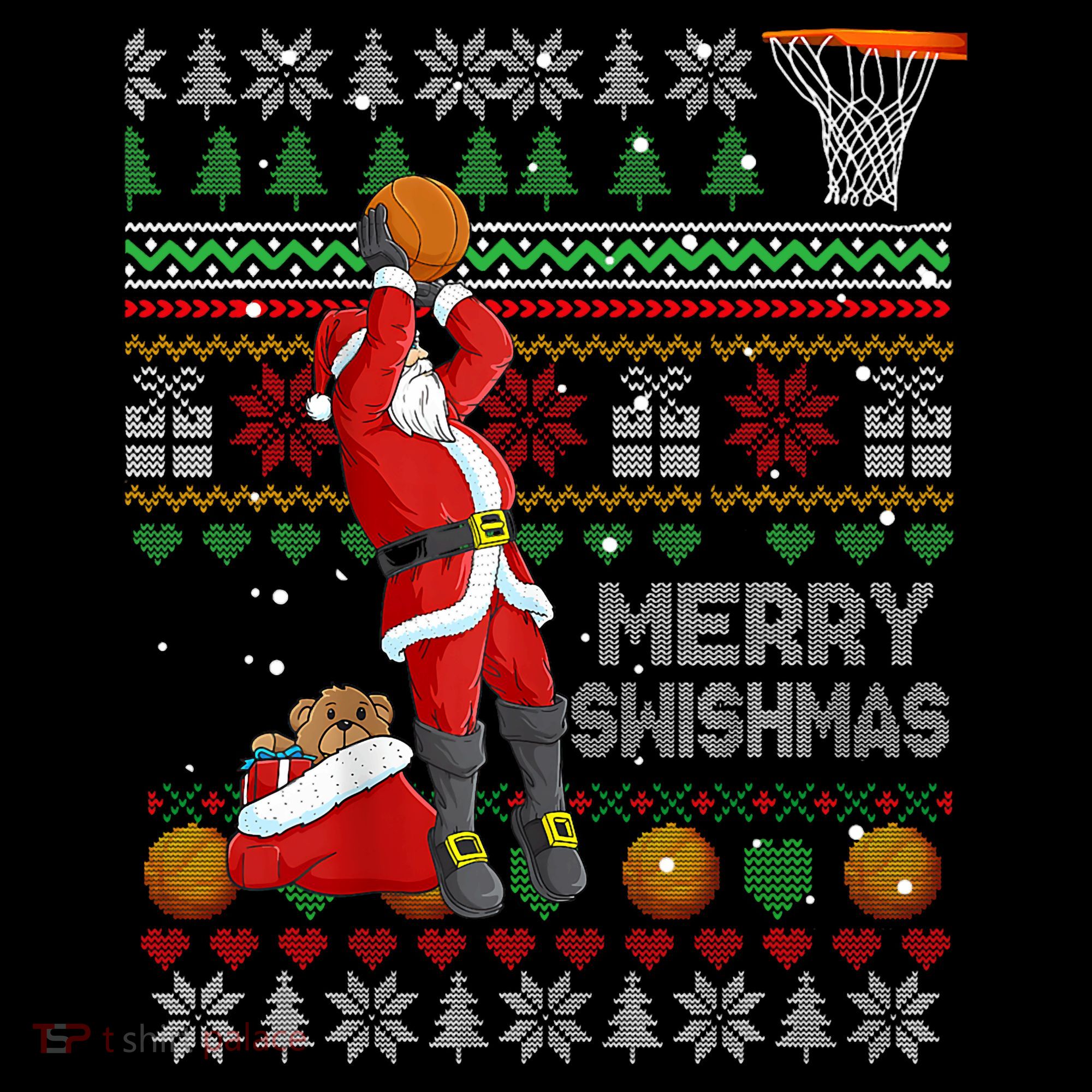 Funny Merry Swishmas Christmas Santa Playing Basketball Coffee Mug