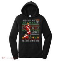Funny Merry Swishmas Christmas Santa Playing Basketball Women's Hoodie thumb 0