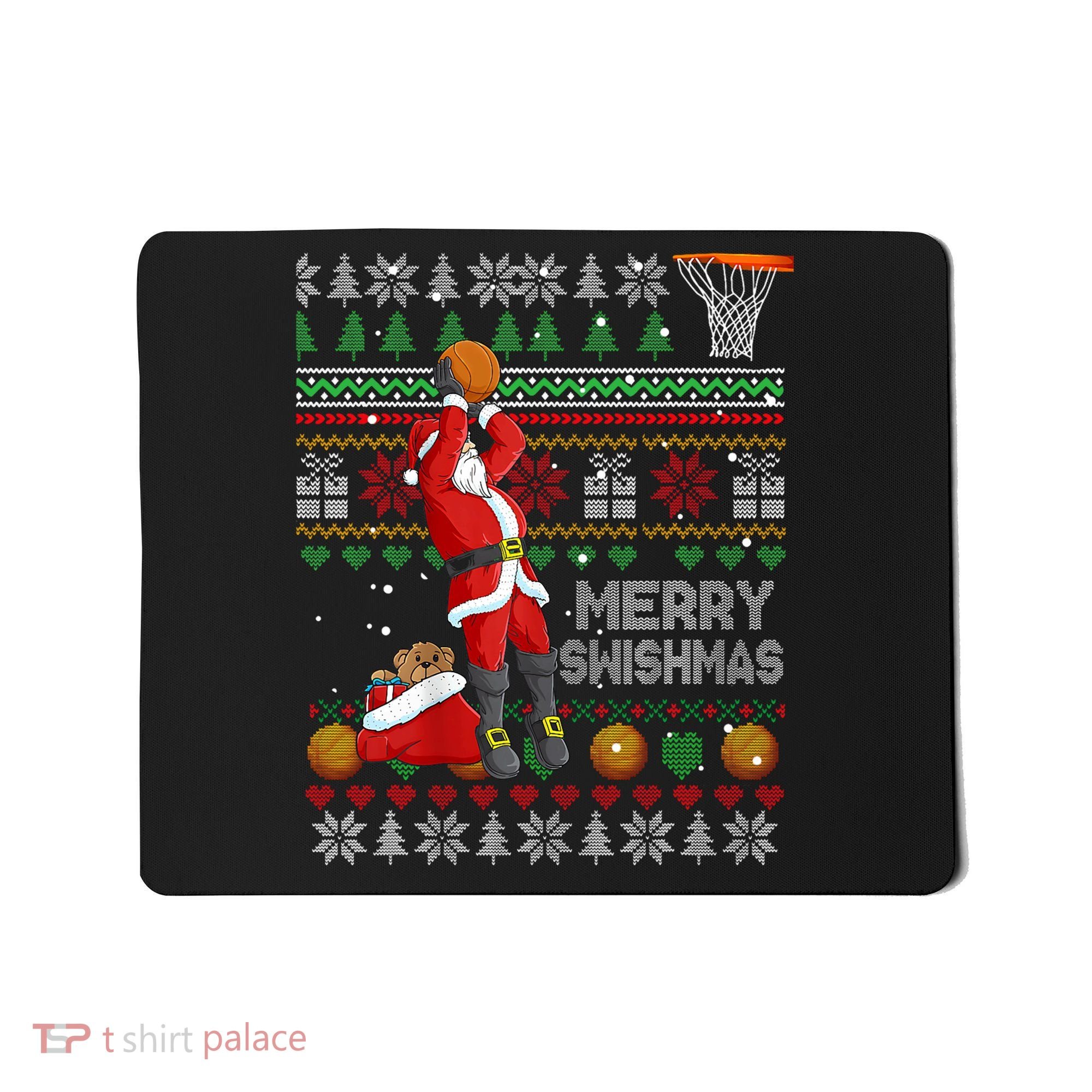 Funny Merry Swishmas Christmas Santa Playing Basketball Mousepad