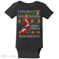 Funny Merry Swishmas Christmas Santa Playing Basketball Baby Bodysuit thumb 0
