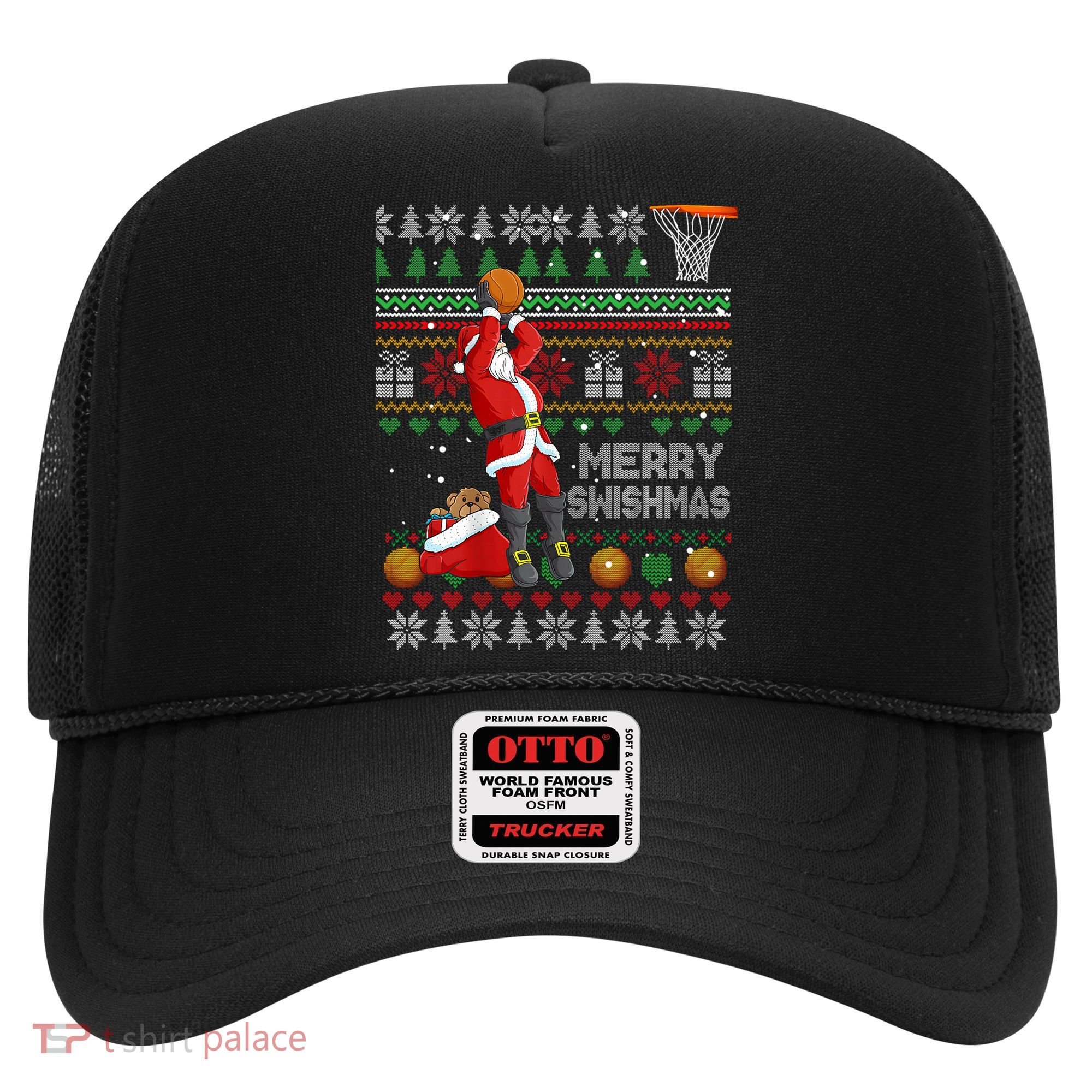 Funny Merry Swishmas Christmas Santa Playing Basketball Hat