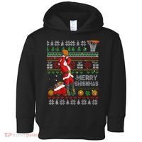 Funny Merry Swishmas Christmas Santa Playing Basketball Toddler Hoodie thumb 0