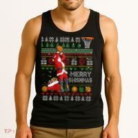 Funny Merry Swishmas Christmas Santa Playing Basketball Tank Top thumb 3