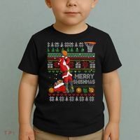 Funny Merry Swishmas Christmas Santa Playing Basketball Toddler T-Shirt thumb 2