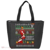 Funny Merry Swishmas Christmas Santa Playing Basketball Tote Bag thumb 0