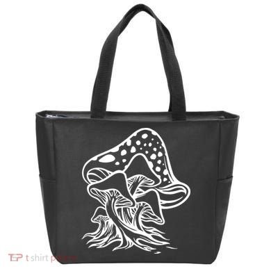 Fungus Mushrooms Silhouette Tote Bag