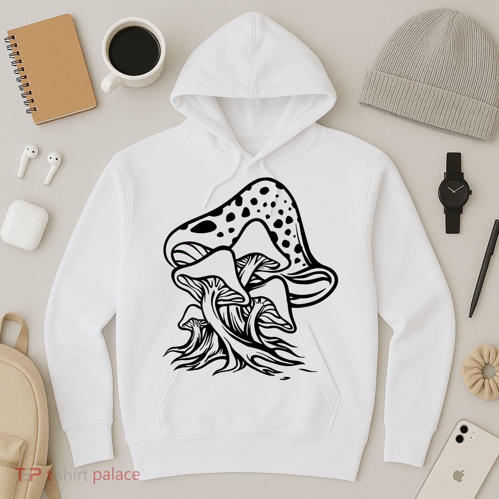 Fungus Mushrooms Silhouette Hoodie