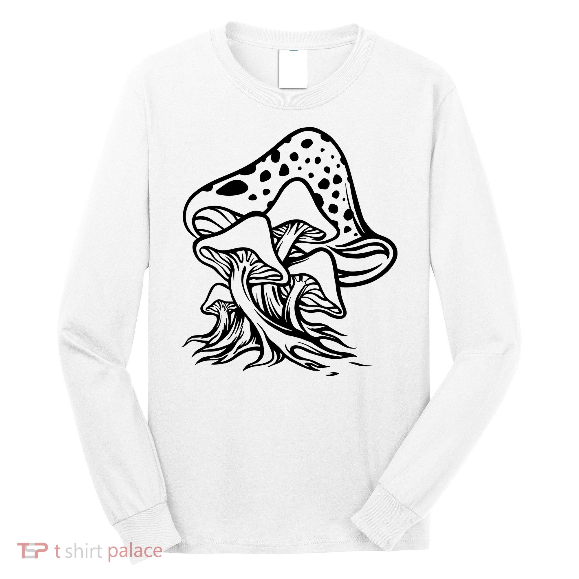 Fungus Mushrooms Silhouette Long Sleeve Shirt