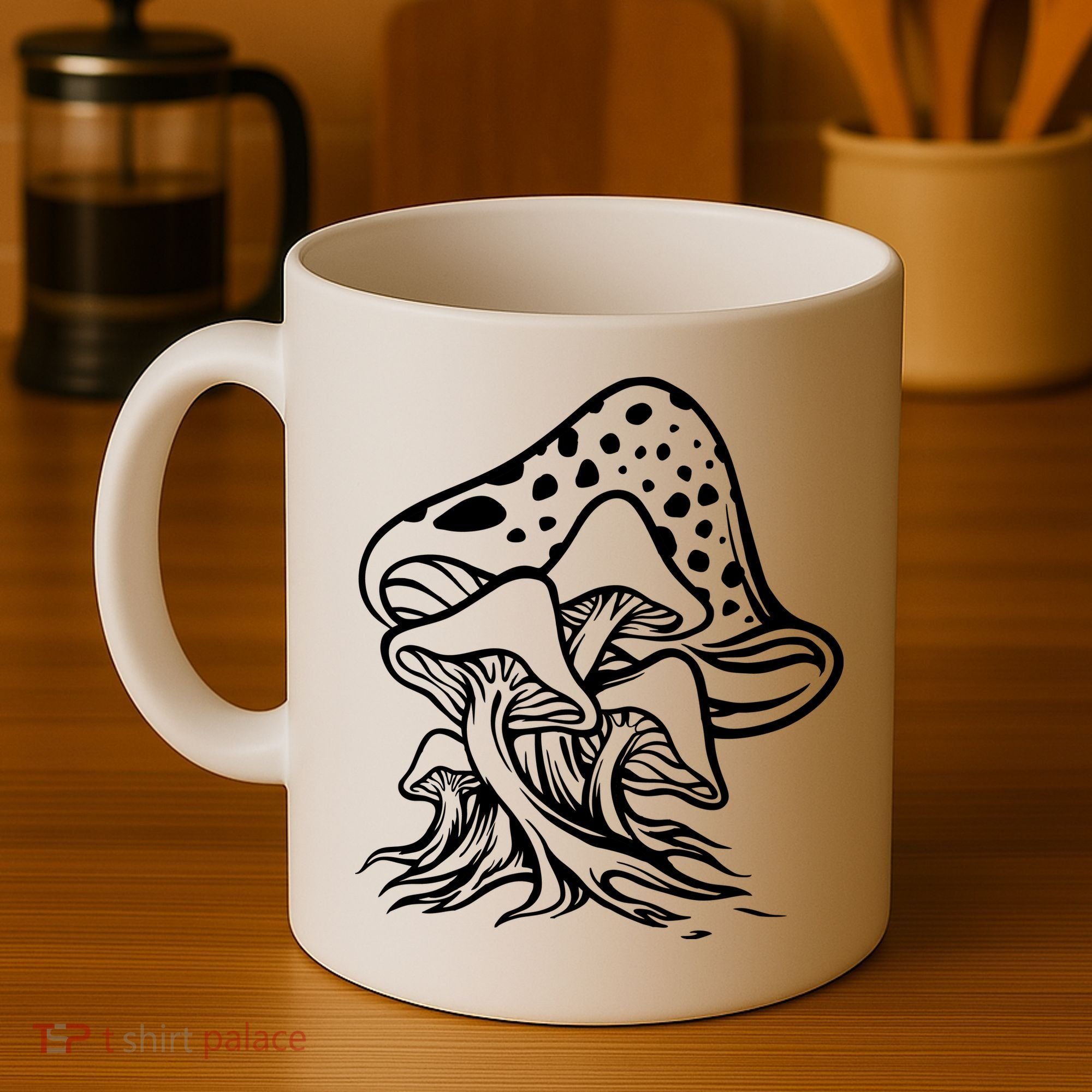Fungus Mushrooms Silhouette Coffee Mug