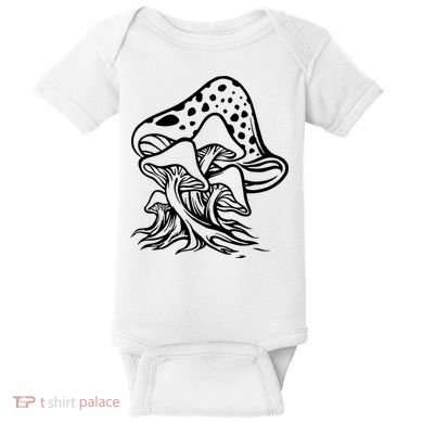 Fungus Mushrooms Silhouette Baby Bodysuit