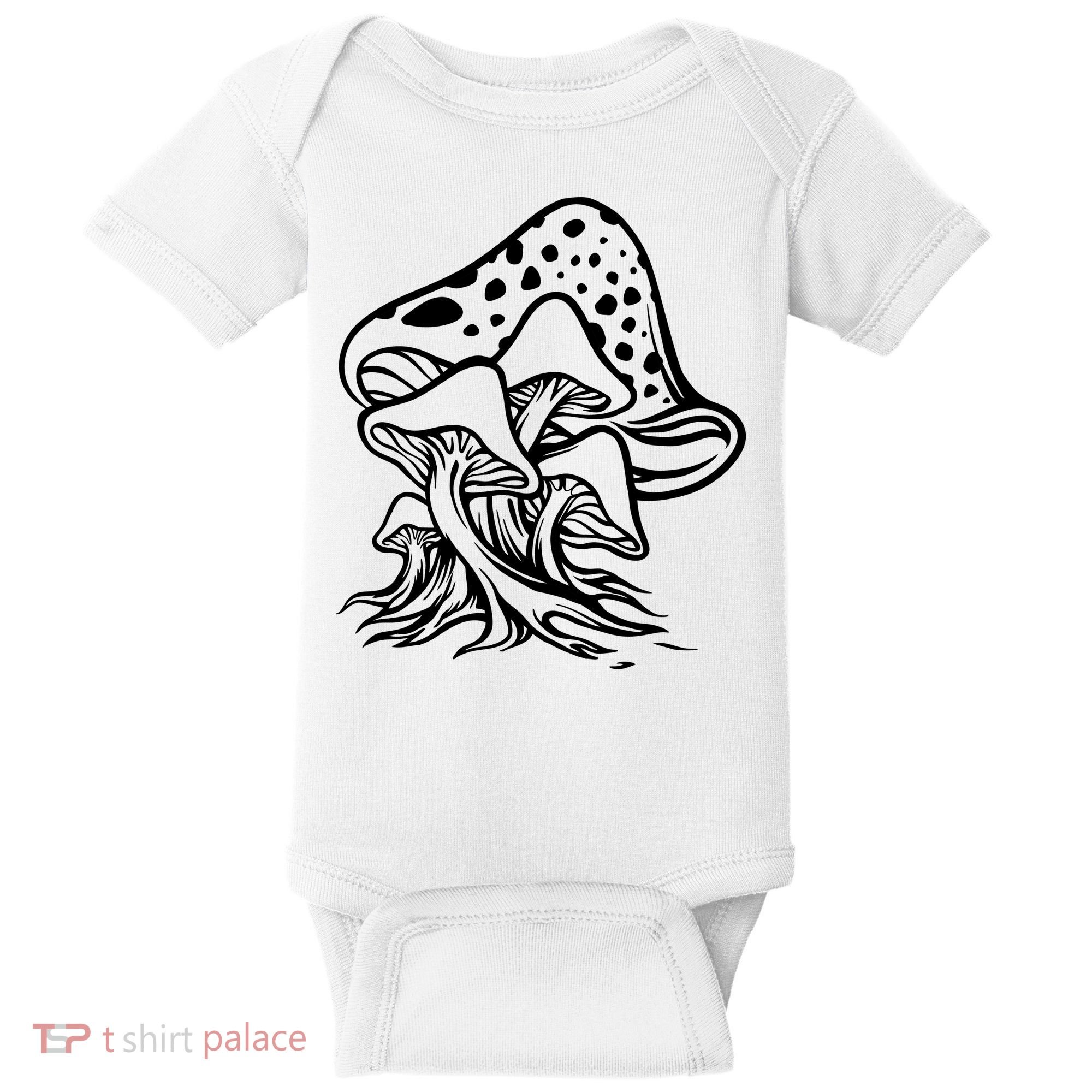 Fungus Mushrooms Silhouette Baby Bodysuit