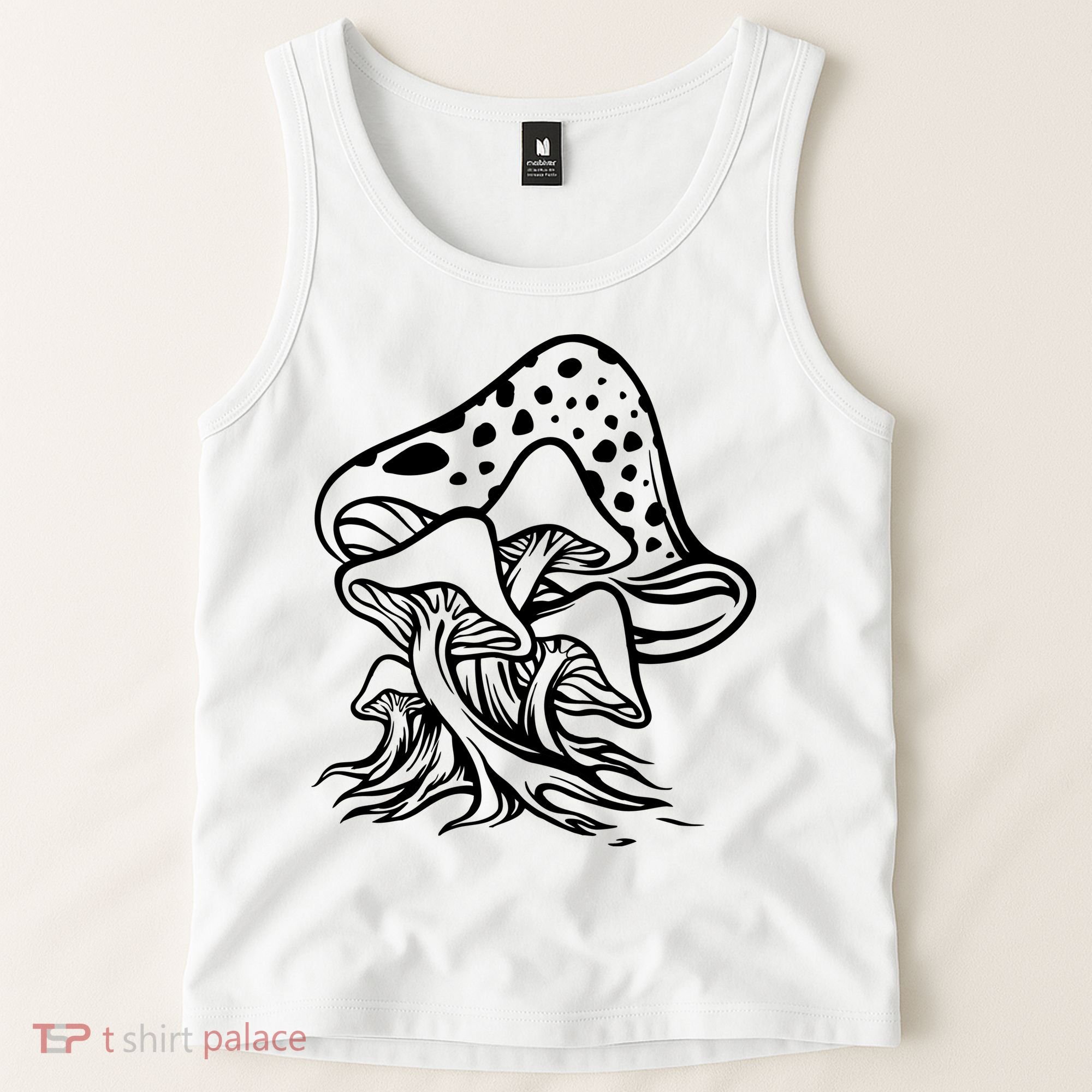 Fungus Mushrooms Silhouette Tank Top