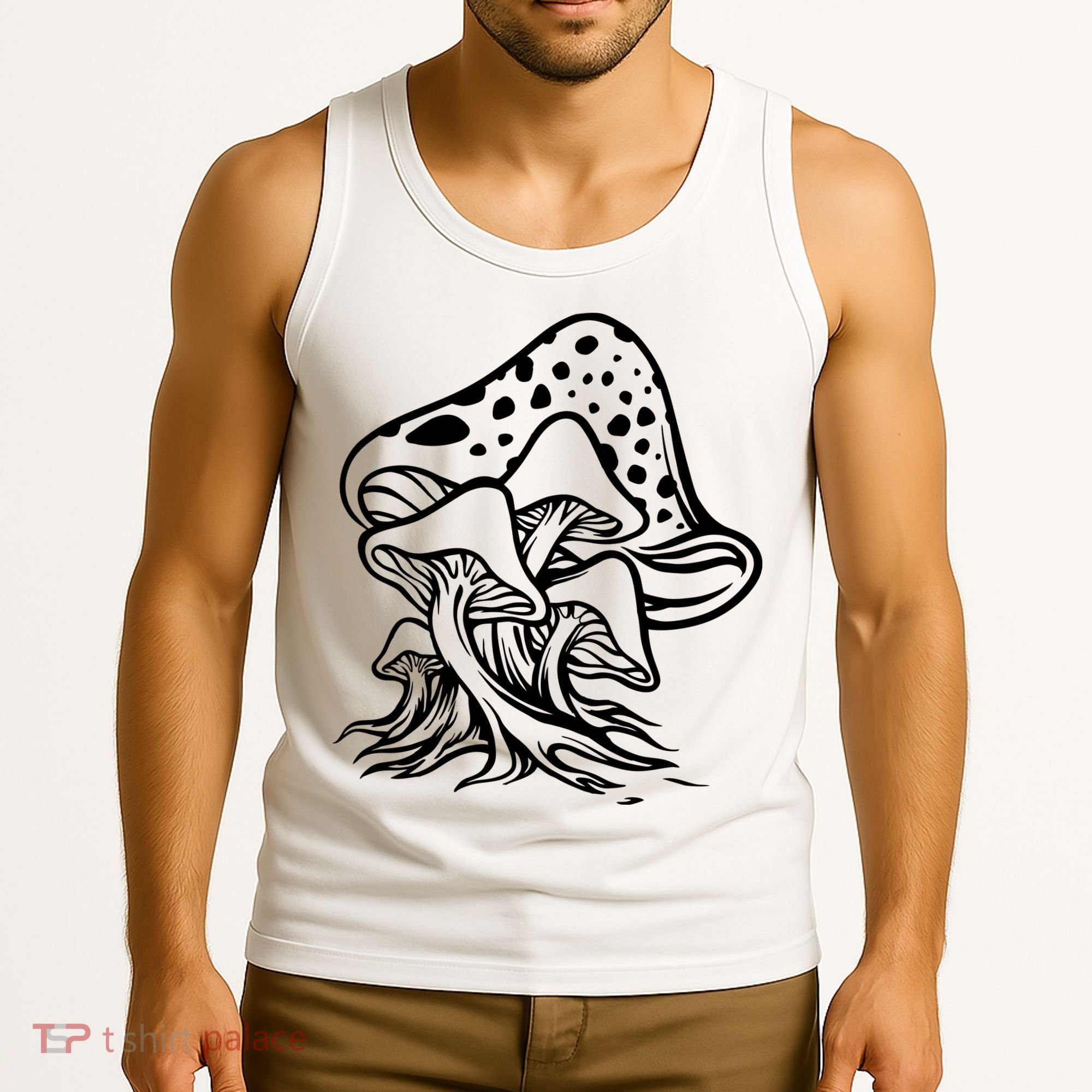 Fungus Mushrooms Silhouette Tank Top