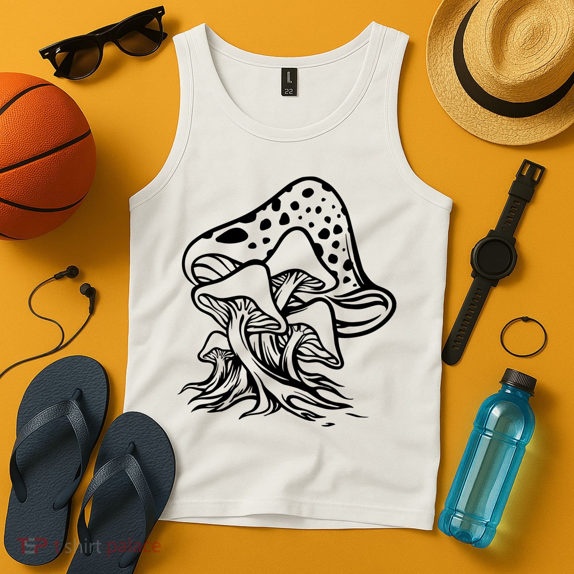 Fungus Mushrooms Silhouette Tank Top