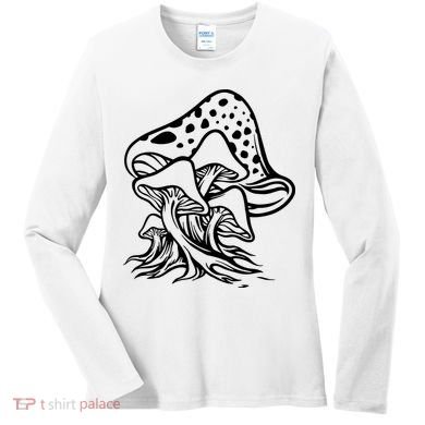 Fungus Mushrooms Silhouette Women's Long Sleeve Shirt